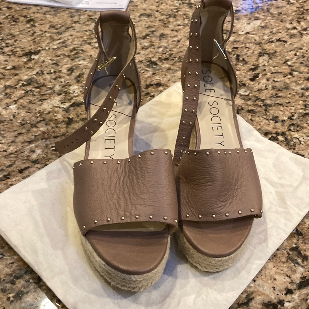 High Society studded wedge sandals size 8.5